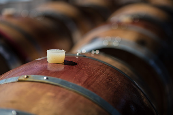 wine barrels with wax plug